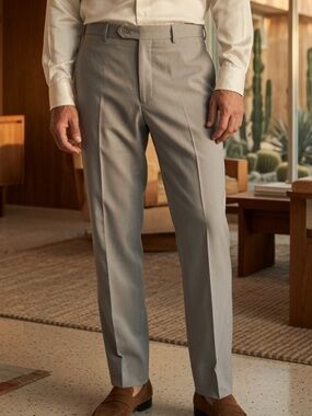 Saint Andrews Italy Gray Cotton Dress Pants 32x32